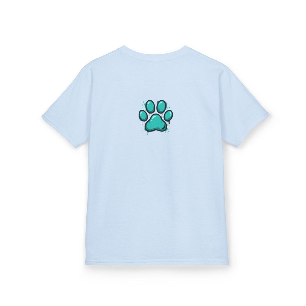 Kids Grafitti Dachshund T-Shirt — "Faithful Paws City" Colorful Angels & Paw Print Graphic Tee