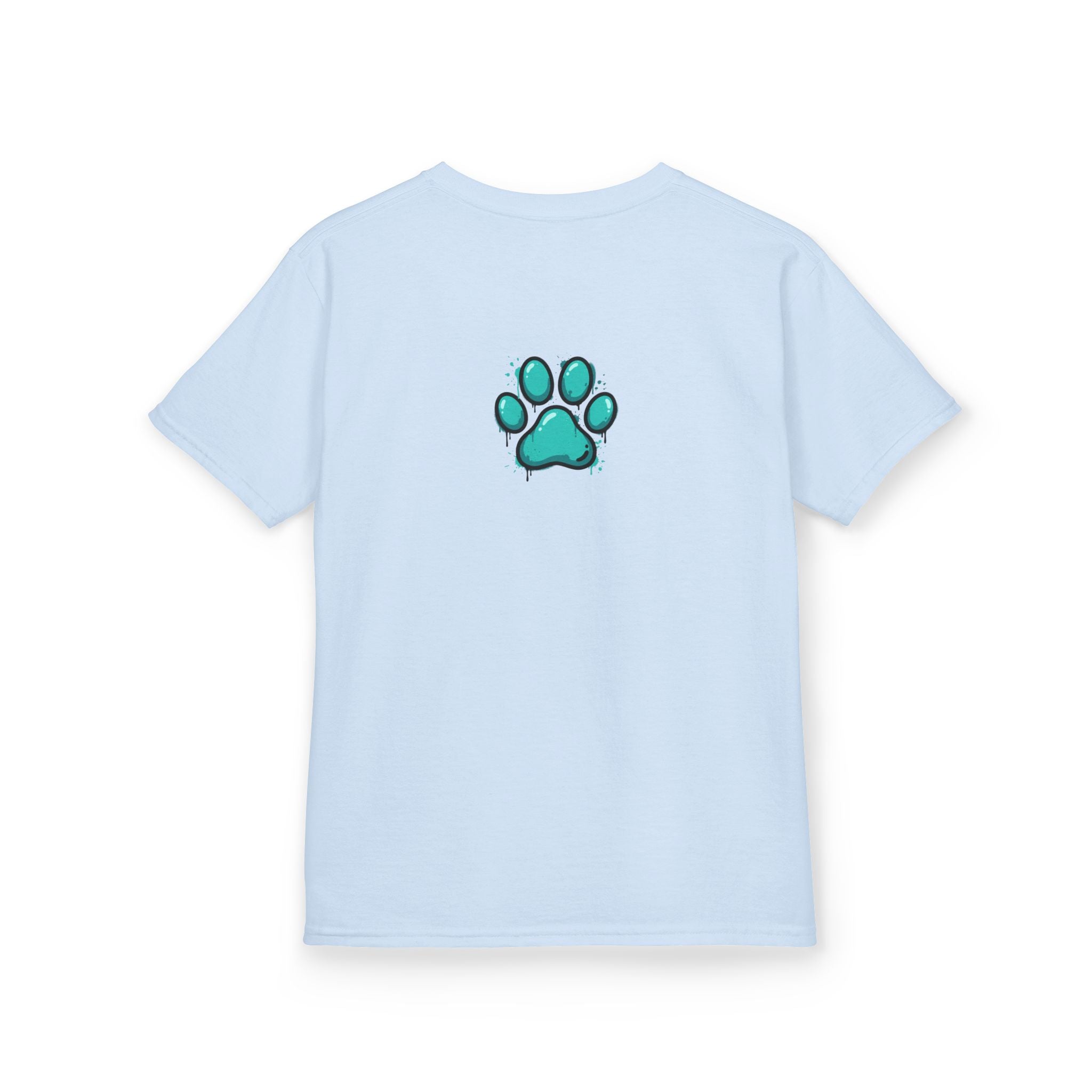 Kids Grafitti Dachshund T-Shirt — "Faithful Paws City" Colorful Angels & Paw Print Graphic Tee