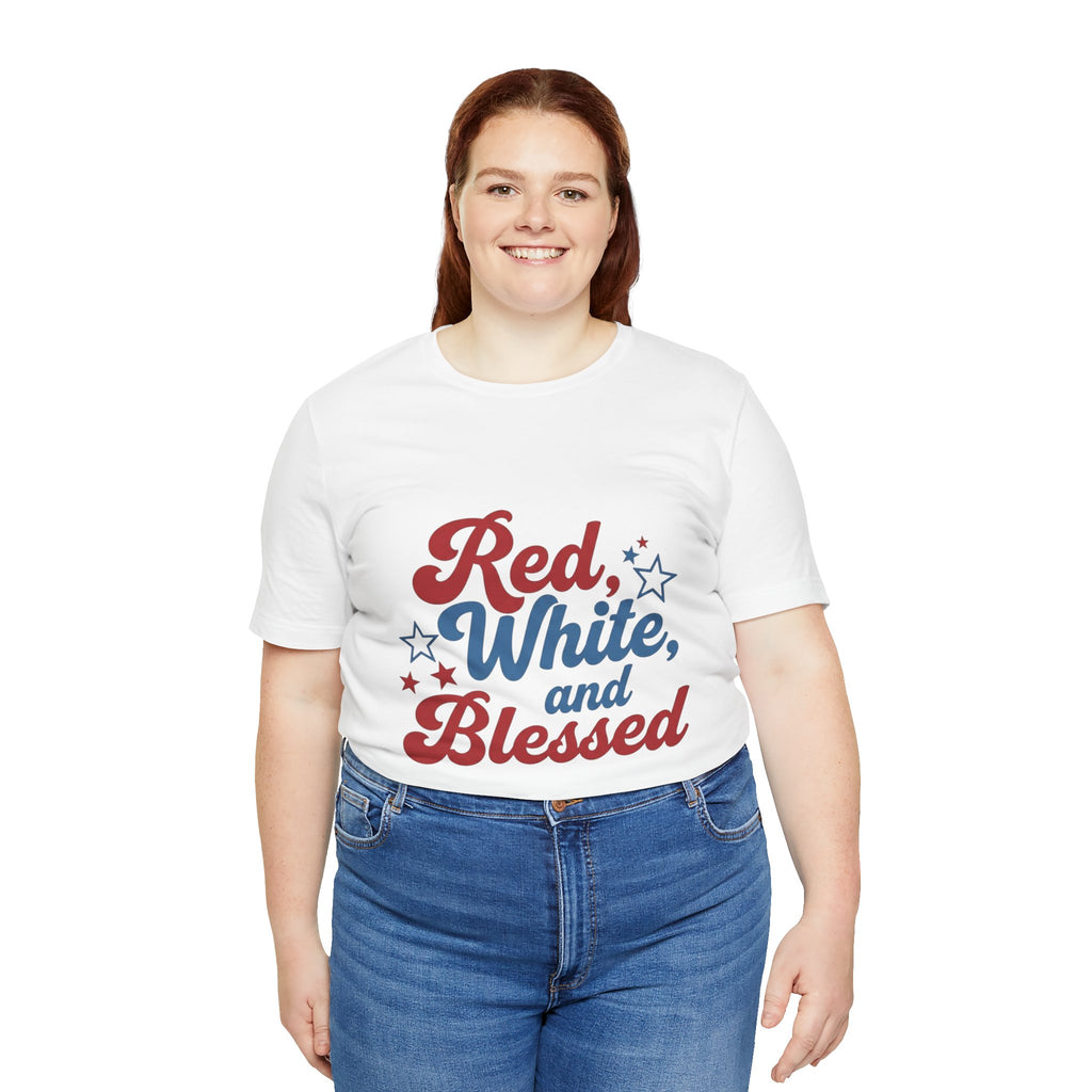 Unisex Jersey short sleeve Red, White, and Blessed T‑Shirt - 4th of July Theme