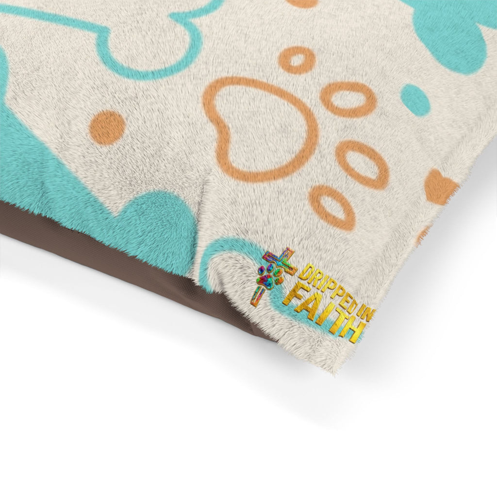 Plush Dog Bone & Paw Print Pet Bed — Cozy Orthopedic Cushion for Small & Medium Dogs