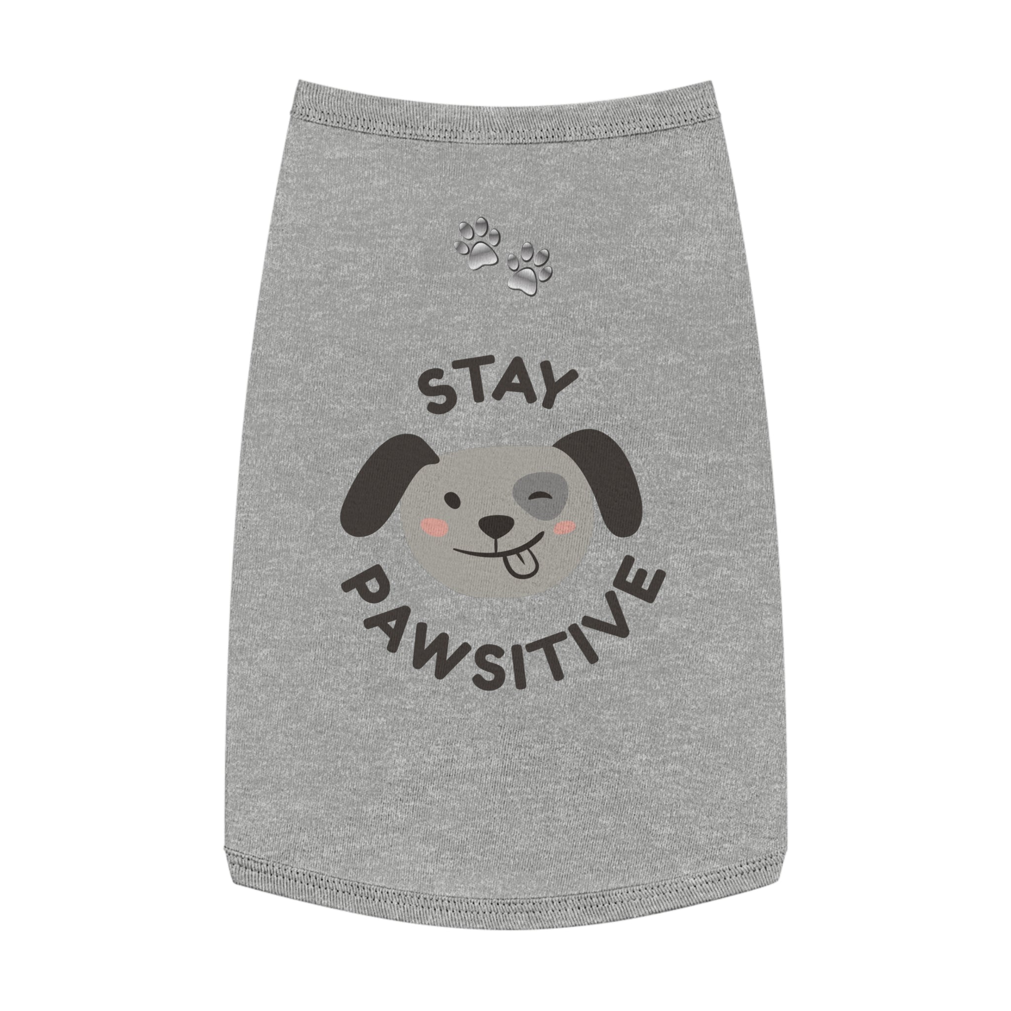 Stay Pawsitive Dog Tank Top — Cute Puppy Graphic Pet Shirt