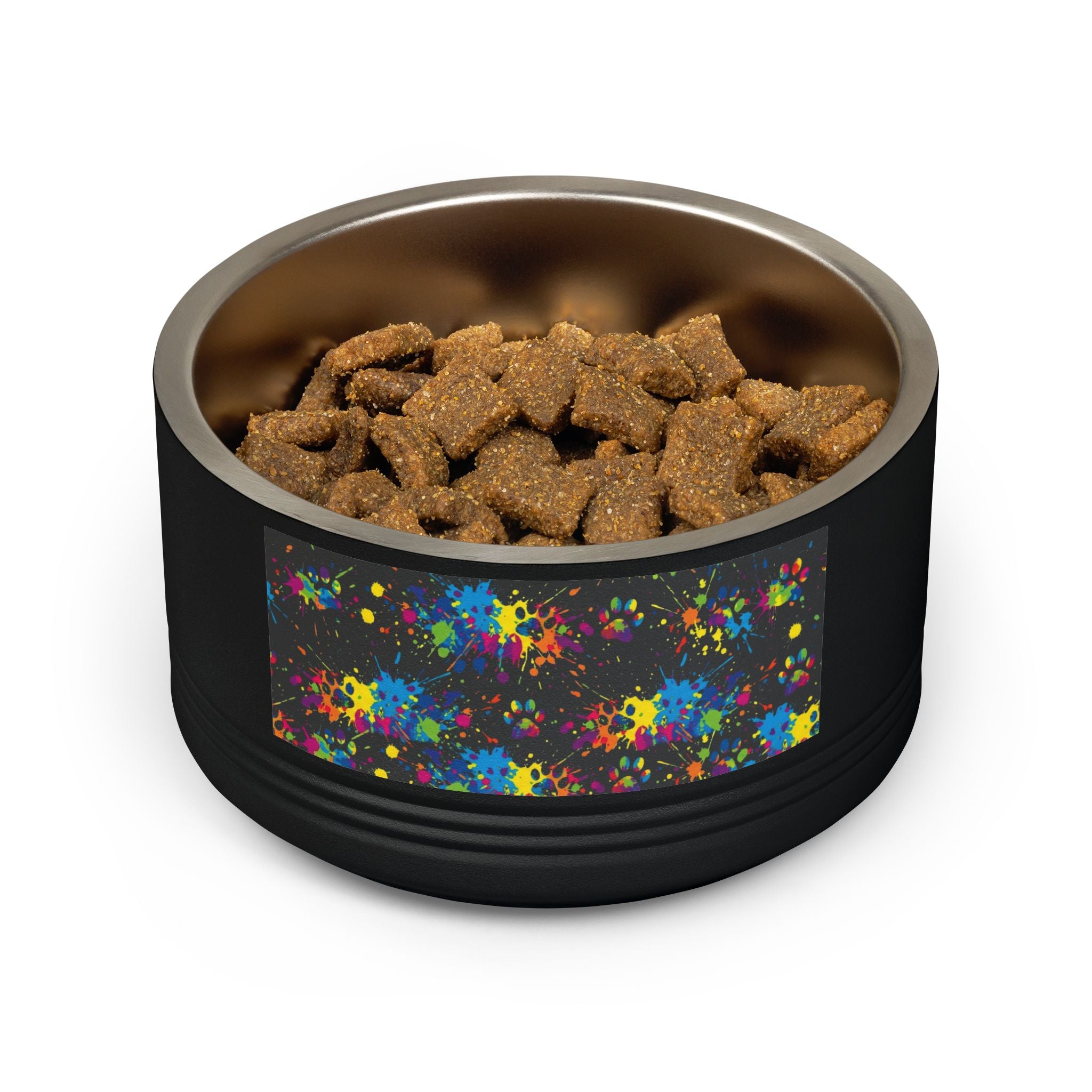 Tigela para Cão — Tigela para Animais de Estimação de Aço Inoxidável com Ossos Azuis-Petróleo e Patas Cor de Laranja (532 ml)