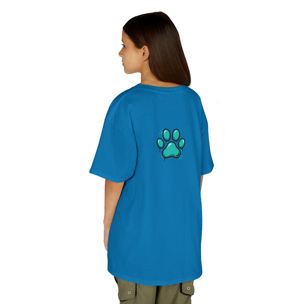 Kids Grafitti Dachshund T-Shirt — "Faithful Paws City" Colorful Angels & Paw Print Graphic Tee