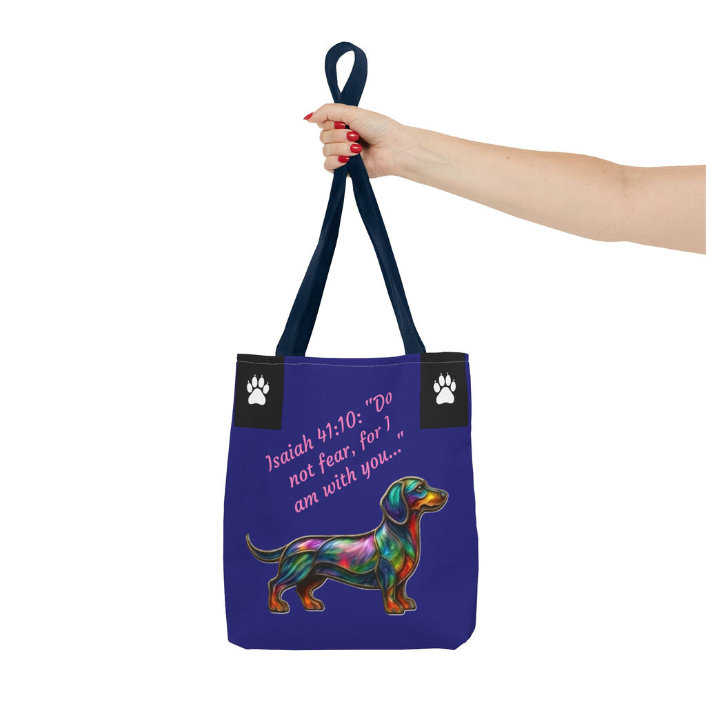 Cópia da Mala de Mão Dachshund City Patas Fiéis — Mala Inspiradora para Amantes de Cães Isaías 41:10