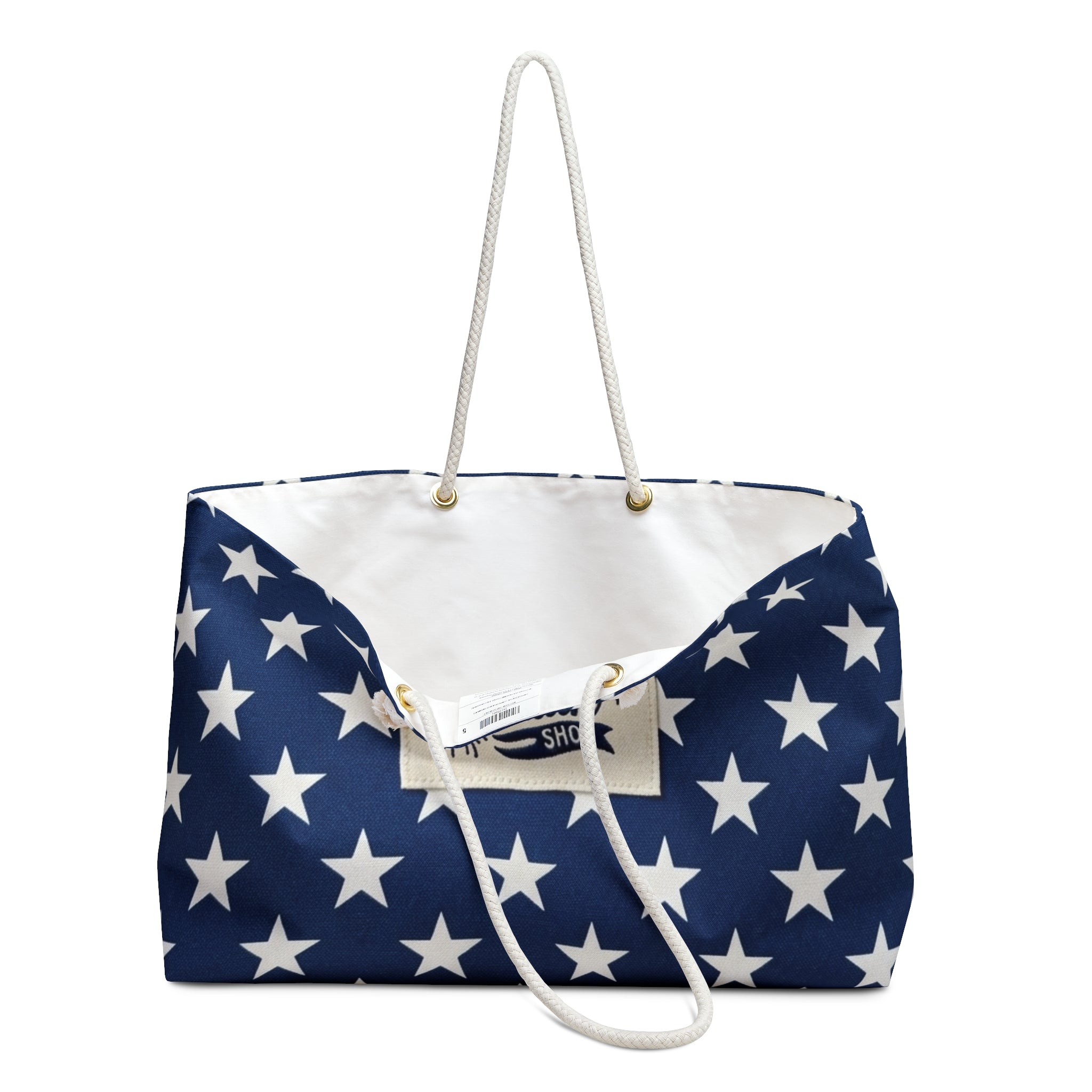 Navy Stars Weekender Bag – Patriotic Star Pattern Travel Tote