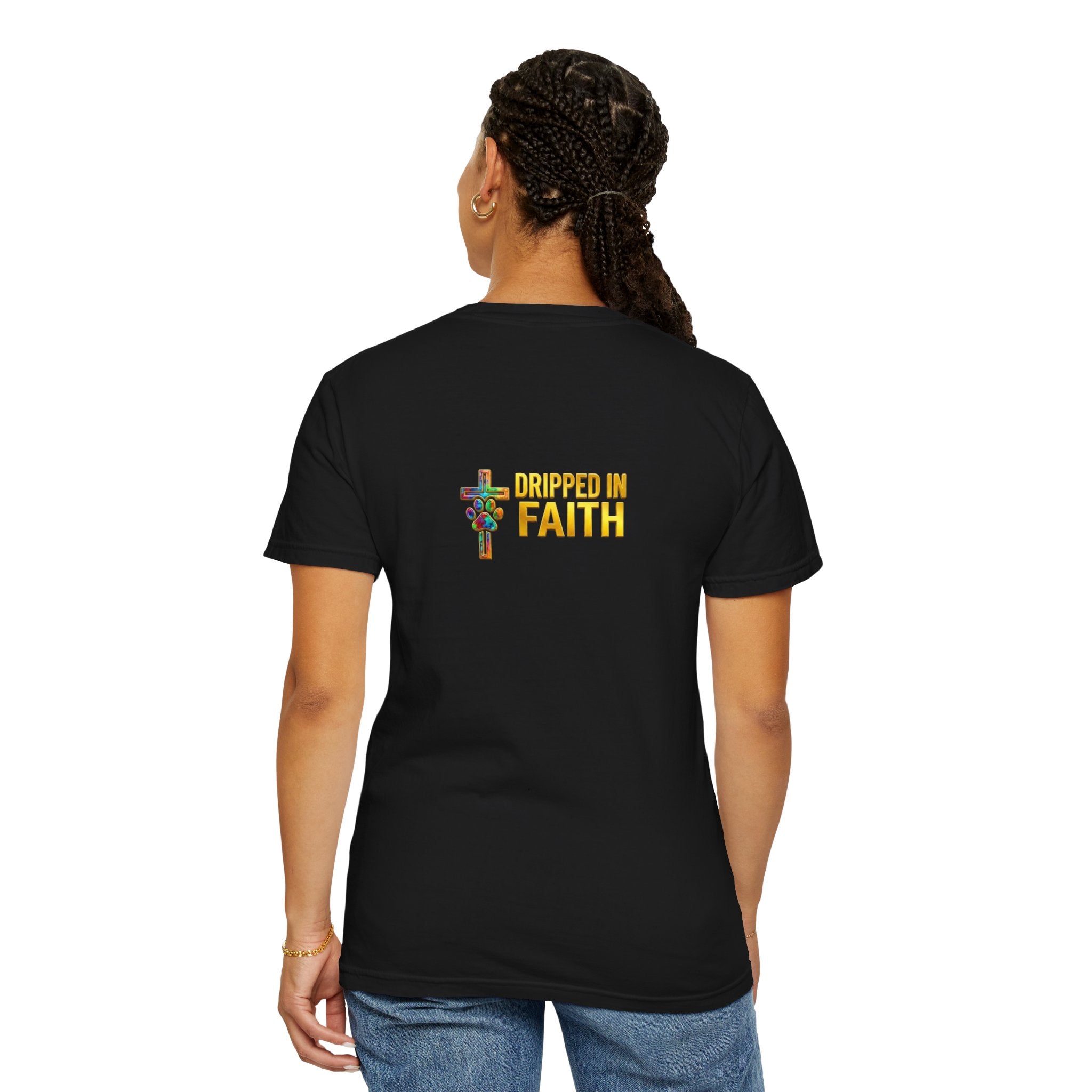 Unisex Christian Dog Grafitti T‑Shirt — "For He Shall Give His Angels Charge Over You" Inspirational Paw Print Tee