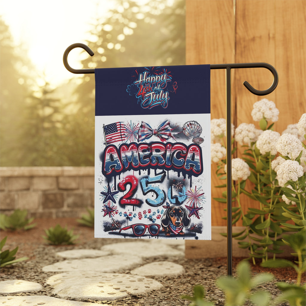 Patriotic 4th of July Garden Flag — 'America 25' Americana Outdoor Banner