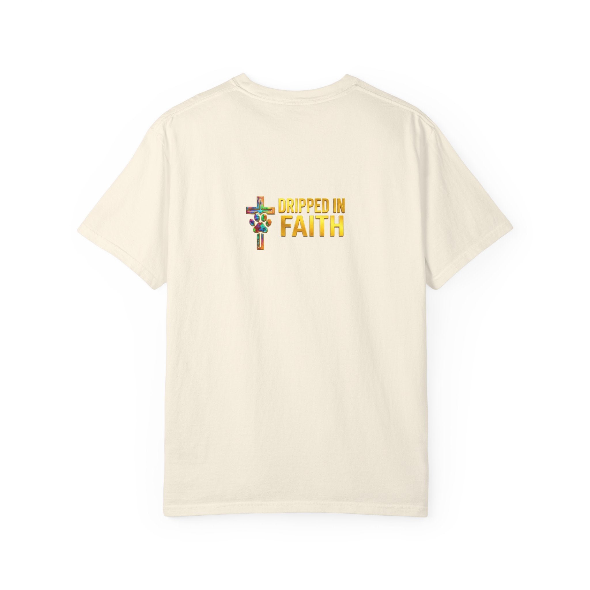 Unisex Christian Dog Grafitti T‑Shirt — "For He Shall Give His Angels Charge Over You" Inspirational Paw Print Tee