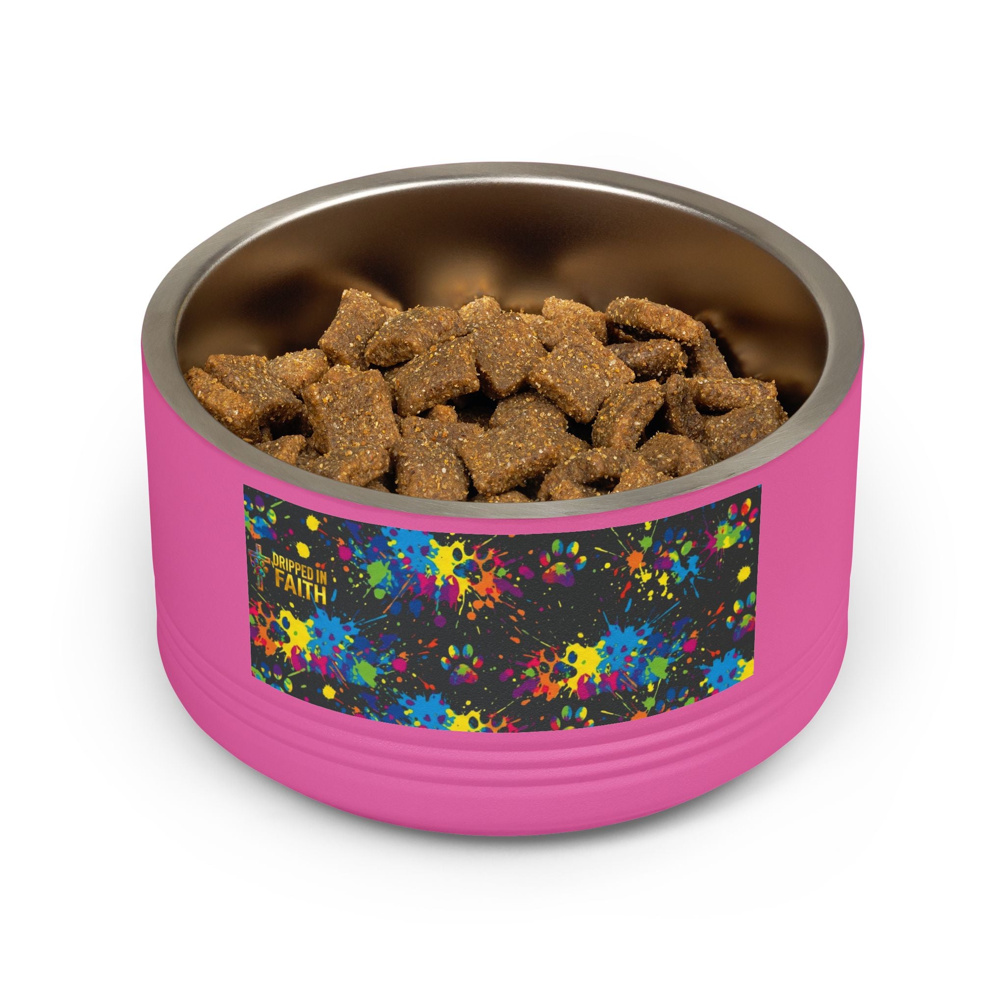 Tigela para Cão — Tigela para Animais de Estimação de Aço Inoxidável com Ossos Azuis-Petróleo e Patas Cor de Laranja (532 ml)