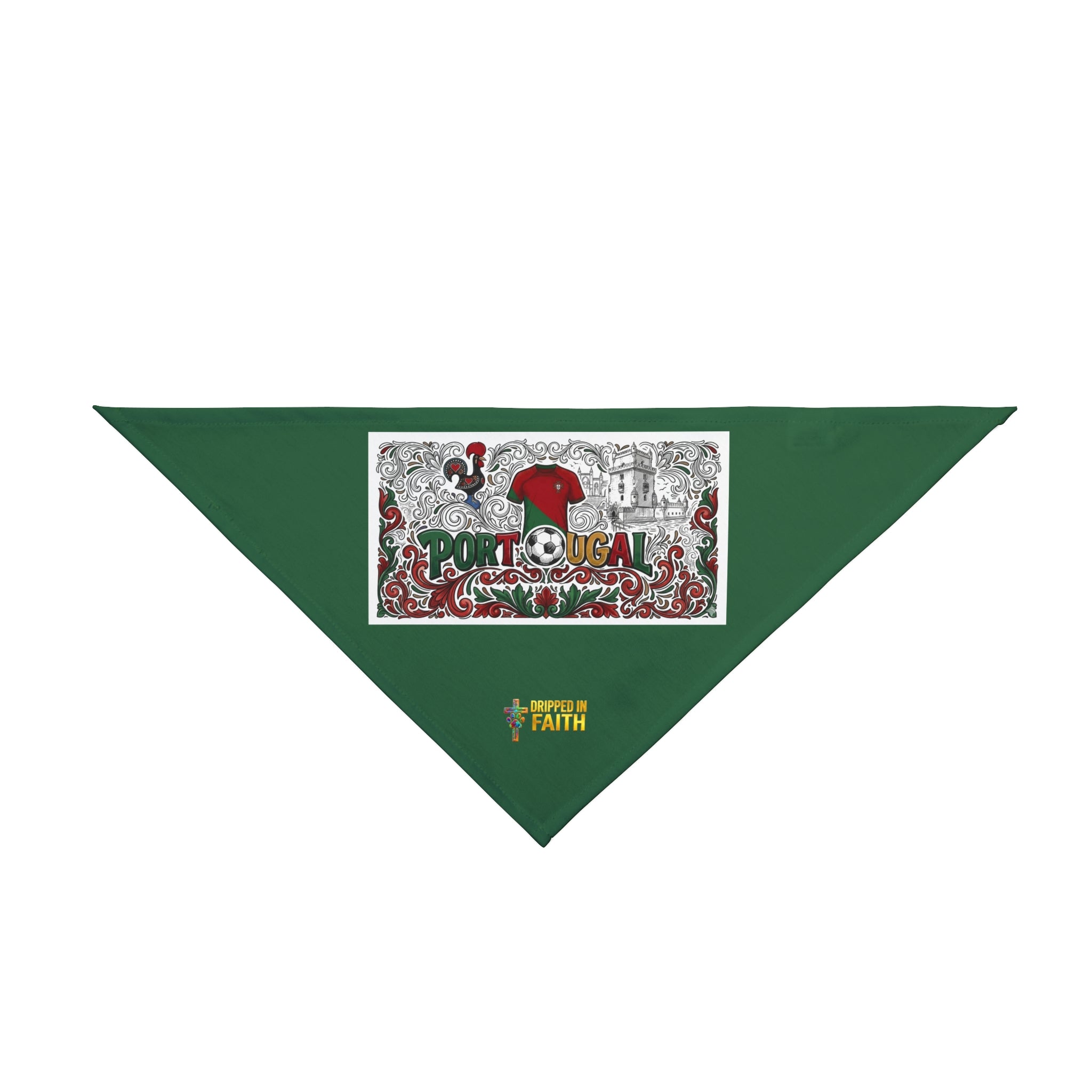 🇵🇹 Portugal Football Pet Bandana – Green Soccer-Themed Dog & Cat Scarf