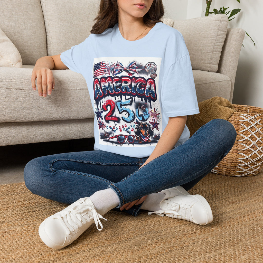 T-Shirt Gráfica 4 de Julho América — Bandeira dos EUA Patriótica e Design de Fogo de Artifício