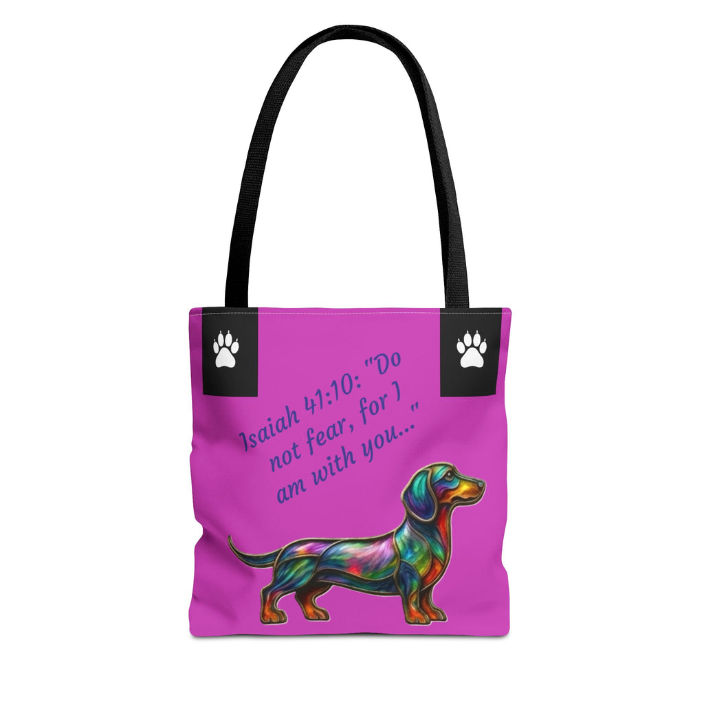 Mala de Ombro Dachshund Faithful Paws City — Mala Inspiradora para Amantes de Cães de Isaías 41:10