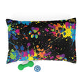 Colorful Paw Print Pet Bed — splatter paint design, cozy dog & cat cushion