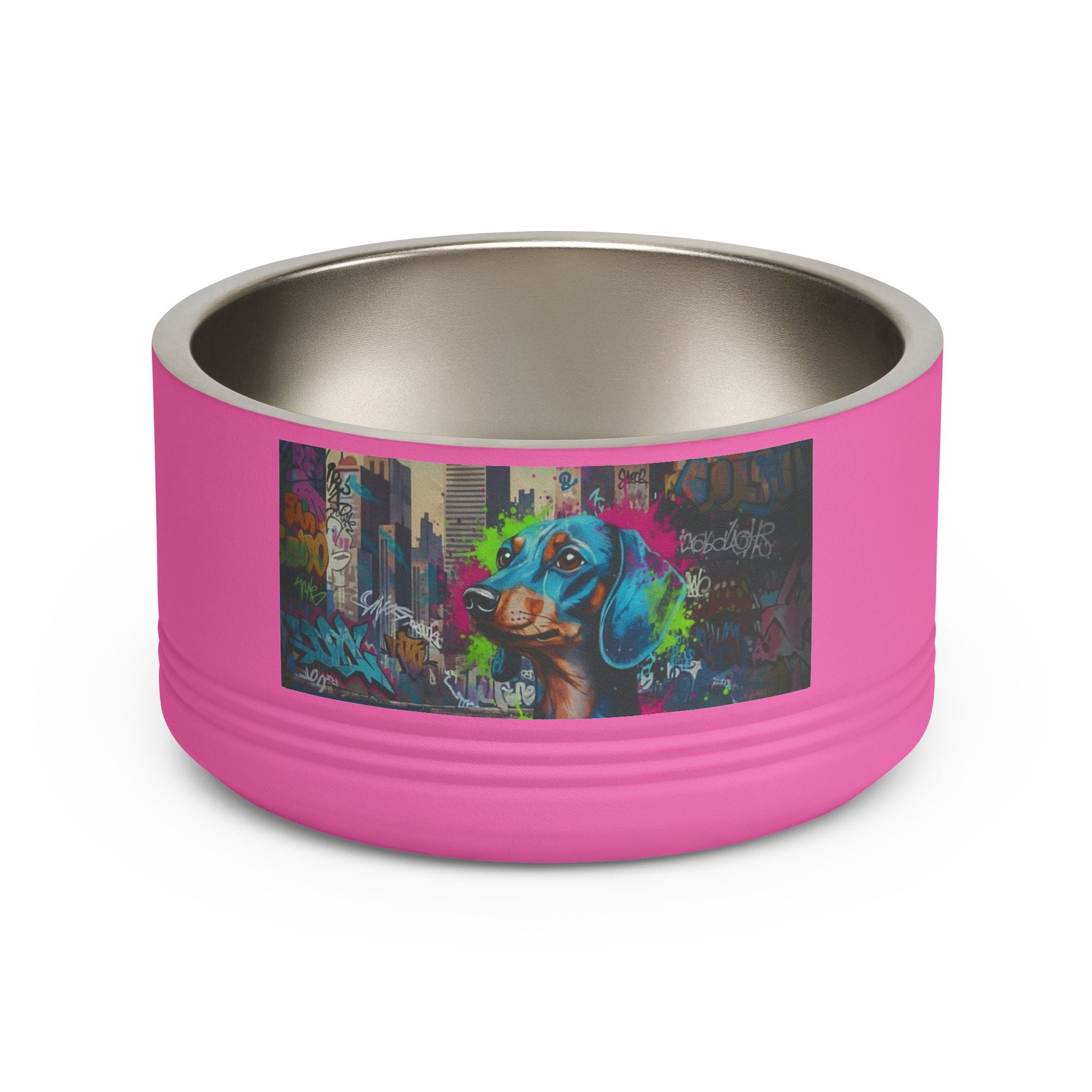Pet Bowl, 18oz stainless steel graffitti style