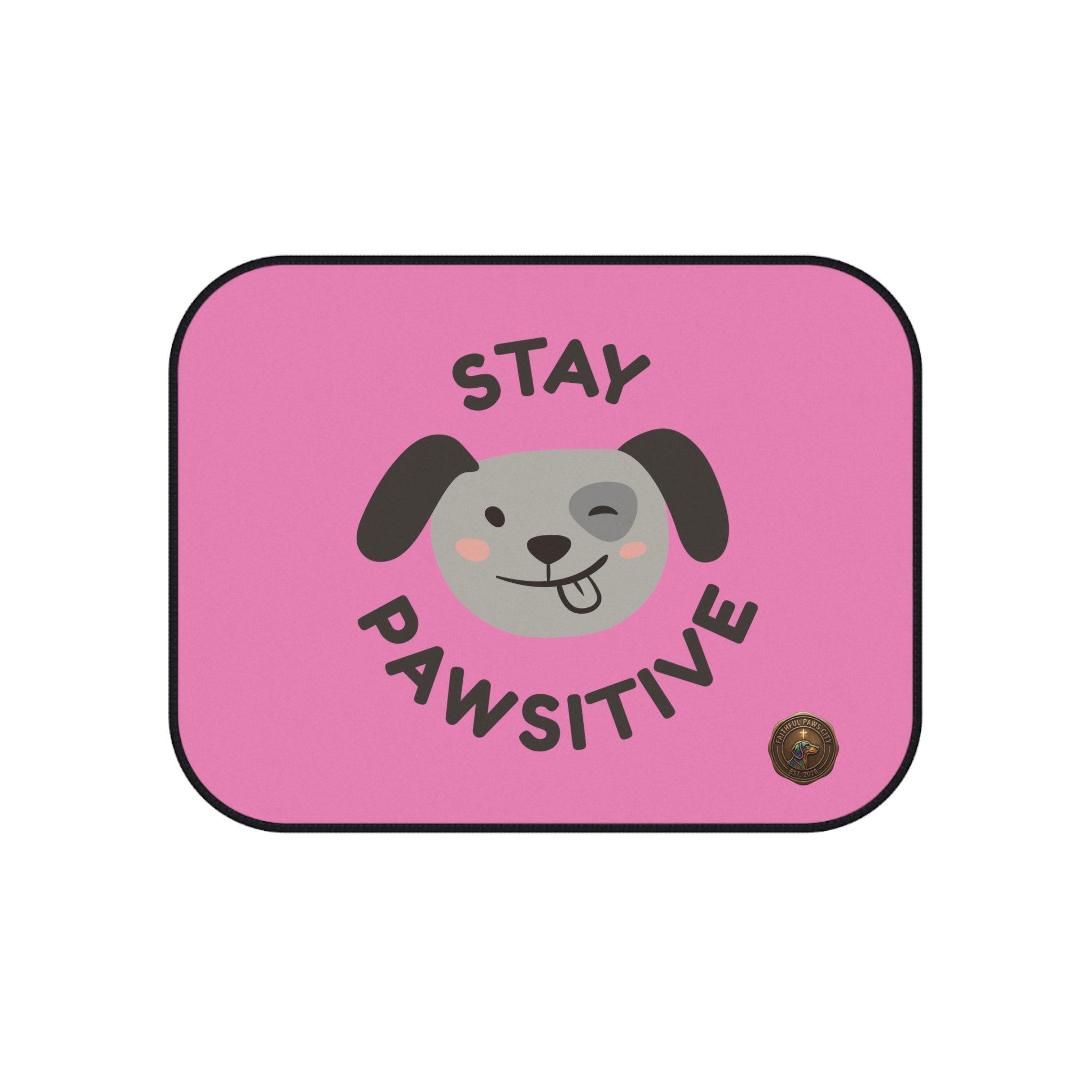 Tapetes Rosa para Carro - Tapetes Traseiros para Cão "Stay Pawsitive" (Pack de 2)