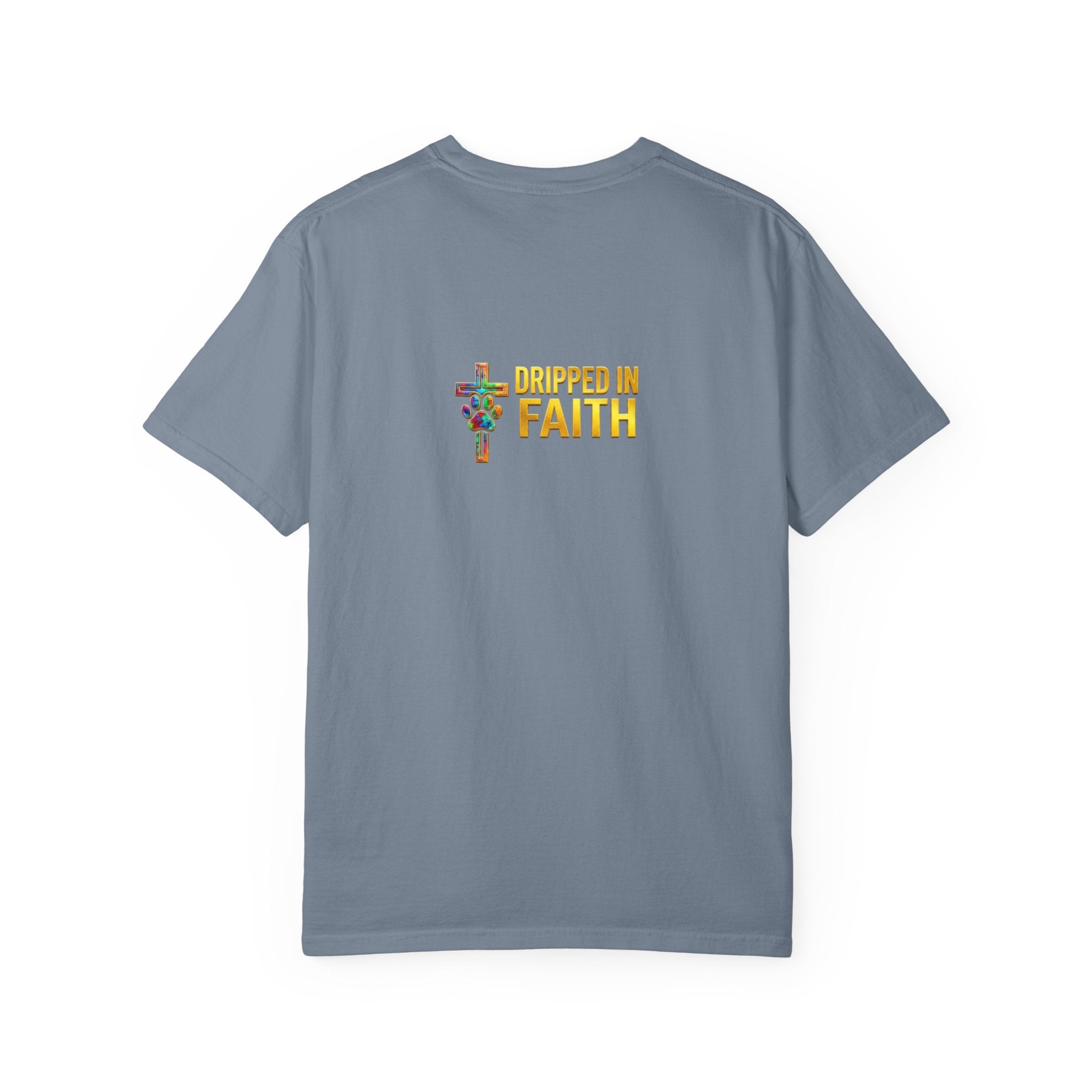 Unisex Christian Dog Grafitti T‑Shirt — "For He Shall Give His Angels Charge Over You" Inspirational Paw Print Tee
