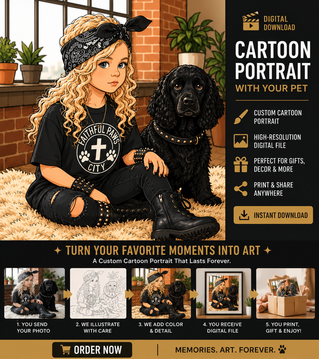 Sacred Paws – Faith-Inspired Digital Art Print